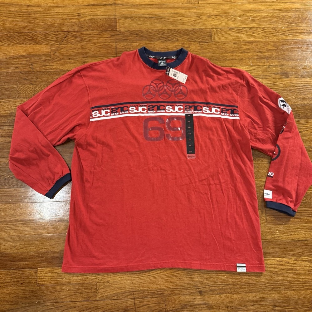 Vintage Sean John Red Long-sleeve Graphic Tee 69 Size XXL Y2K 2000s Rare NWT
